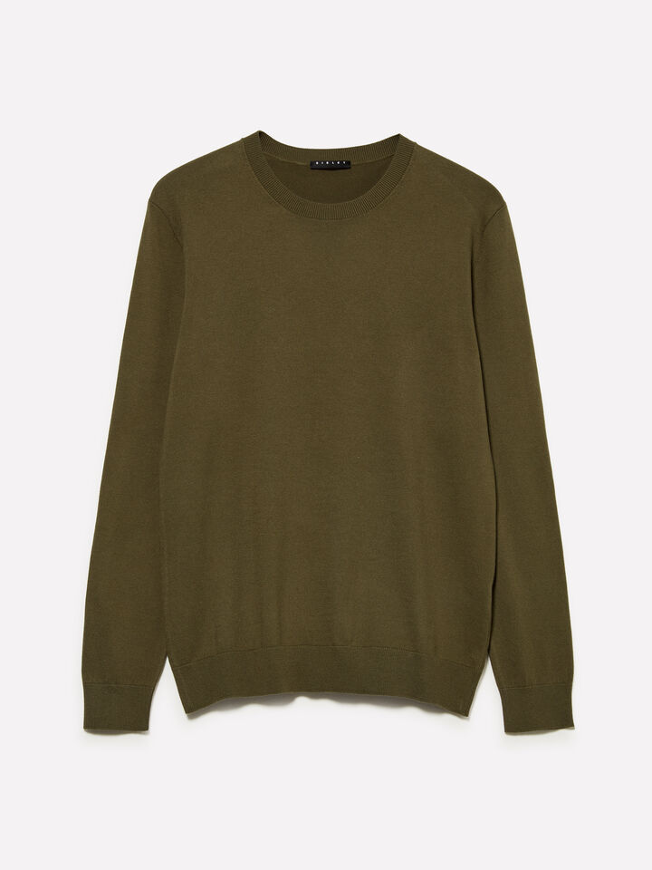 Camisola de gola redonda verde-oliva - camisolas gola redonda para homem - Verde Militar | Sisley image number 1